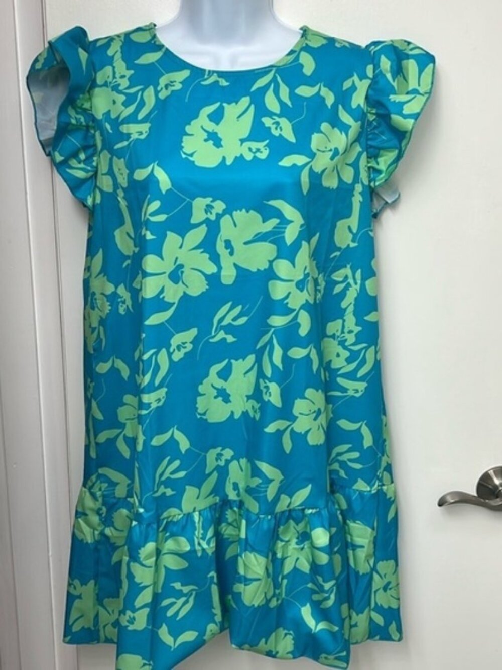Floral Blue and Green Women's Dress